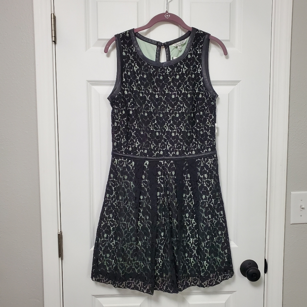 Black Lace, Pastel mint green and faux leather Juniors Dress Size 9